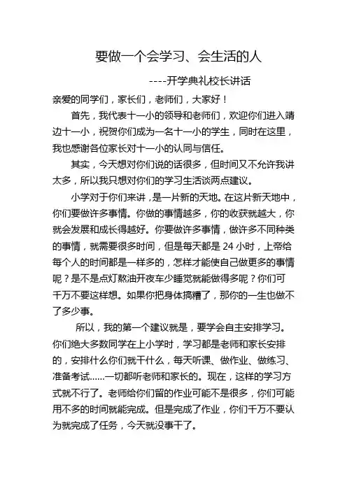 校长给学生做的报告