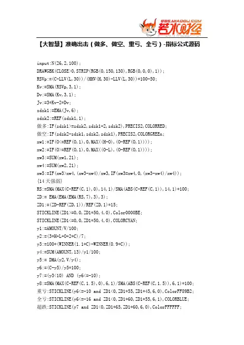 【股票指标公式下载】-【大智慧】准确出击(做多、做空、重亏、全亏)