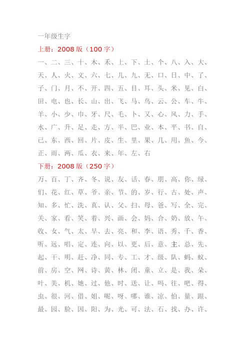 人教版生字表