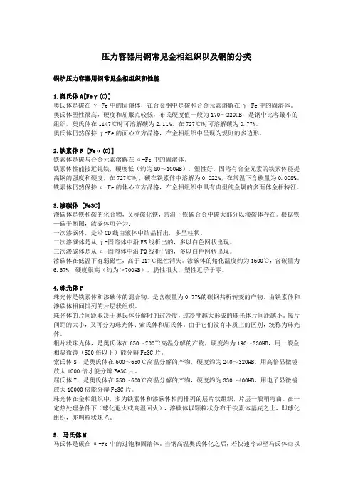 压力容器用钢常见金相组织以及钢的分类
