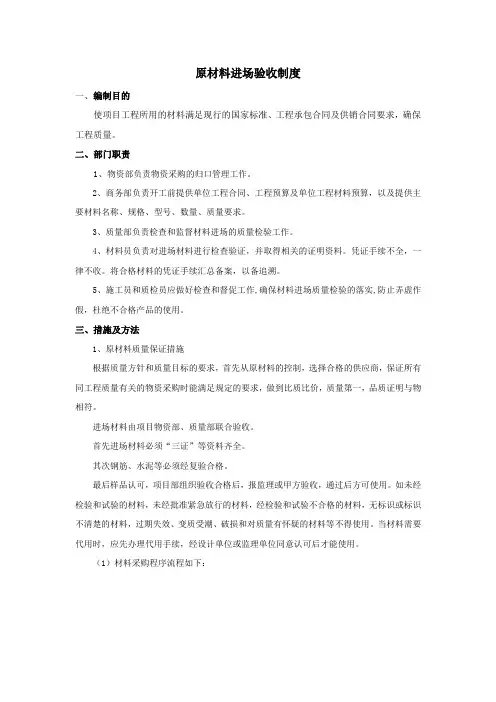 原材料进场验收制度