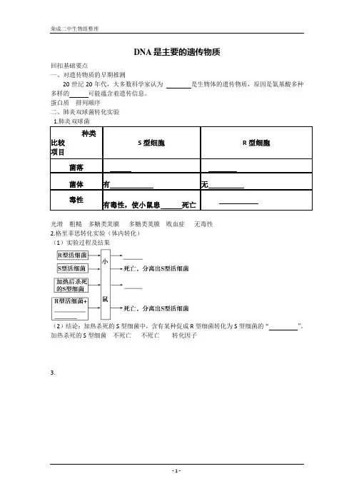 精品学案高三生物一轮复习：DNA是主要的遗传物质(人教版必修二)