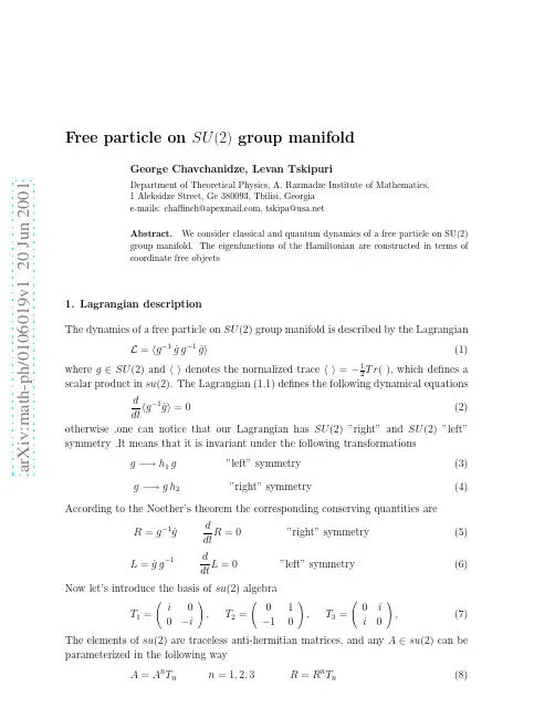 Free particle on SU(2) group manifold