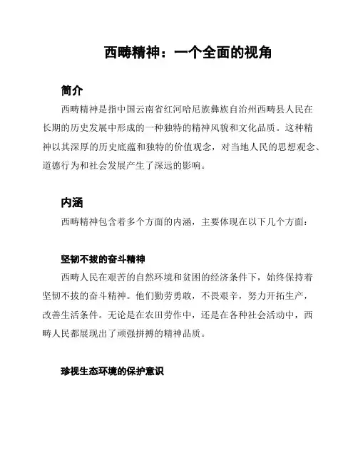 西畴精神：一个全面的视角