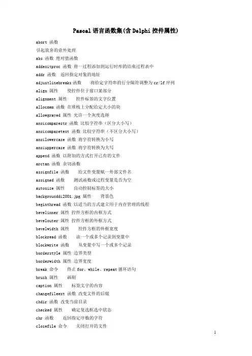 PASCAL语言函数集