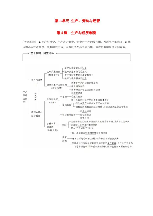 2019届高考政治一轮复习第二单元生产劳动与经营第4课生产与经济制度讲义新人教版