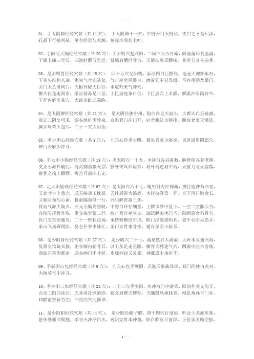 针灸学穴位歌诀