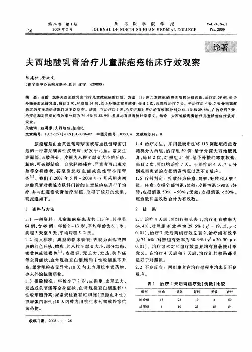 夫西地酸乳膏治疗儿童脓疱疮临床疗效观察