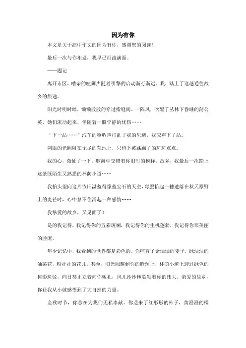 因为有你_高中作文_1
