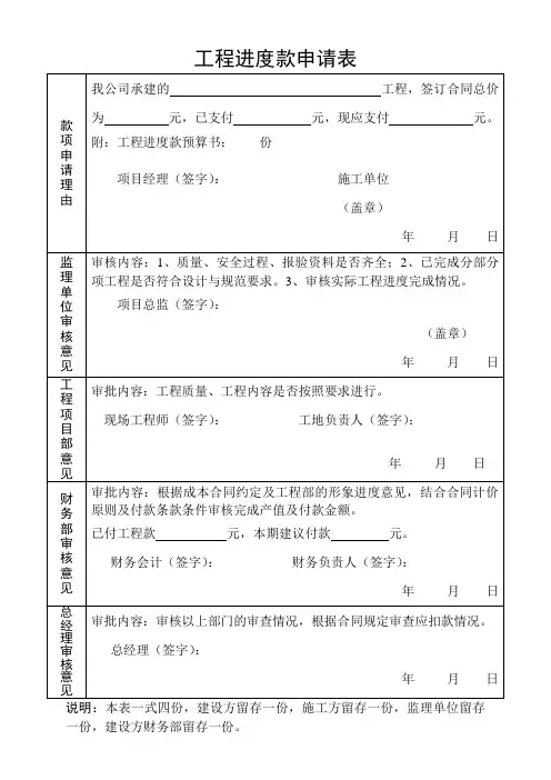 工程进度款申请表 3
