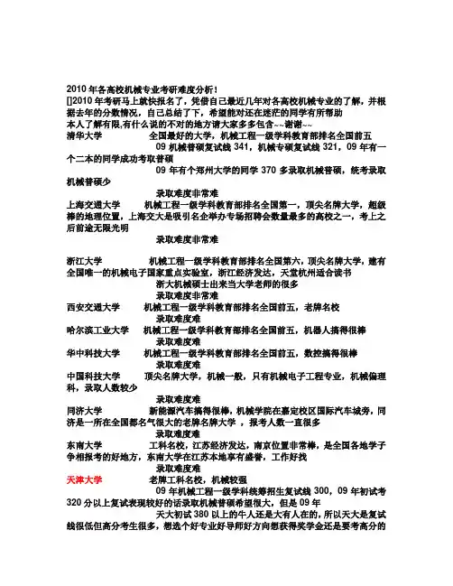 全国各大高校机械专业排名