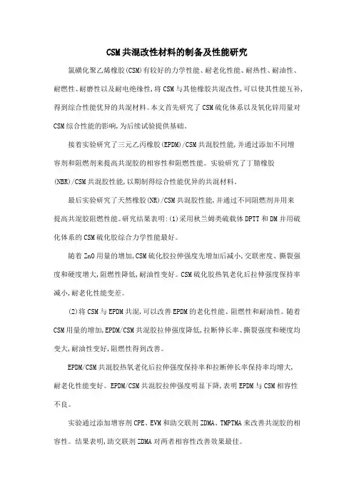 CSM共混改性材料的制备及性能研究