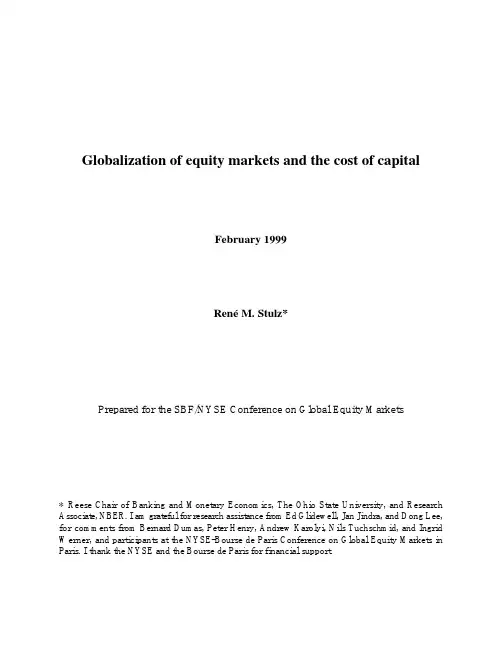Globalization of Equity Markets and the Cost of Capital