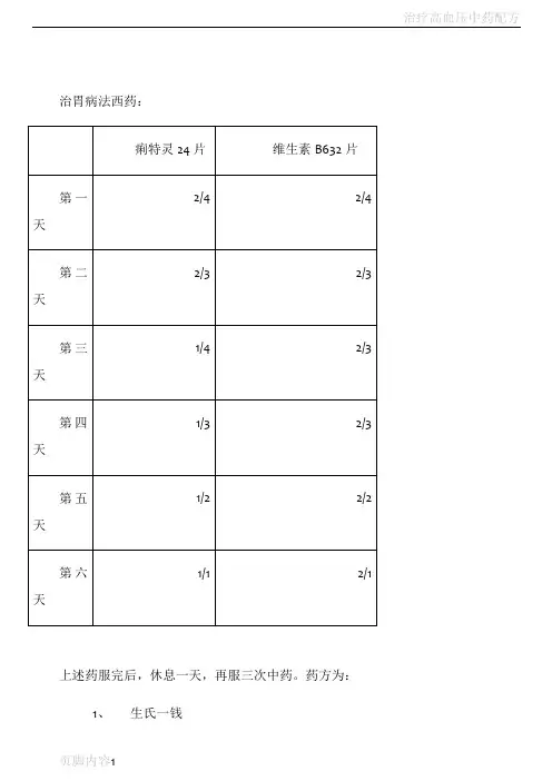 治胃病秘方