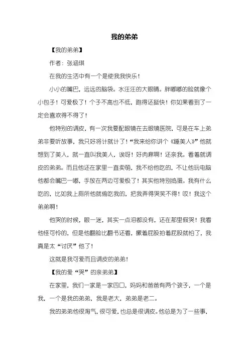 四年级作文：我的弟弟作文300字