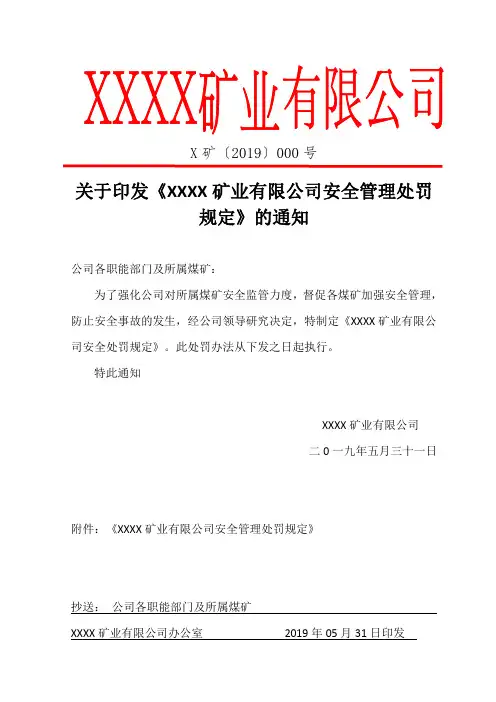 煤矿集团公司安全管理处罚规定