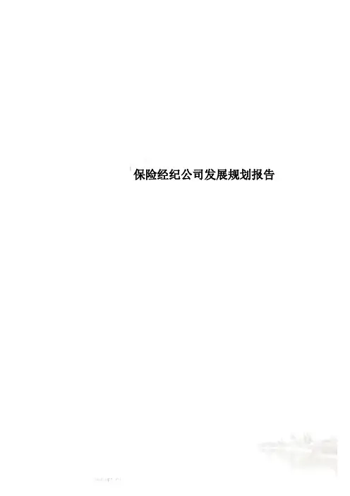 保险经纪公司发展规划报告
