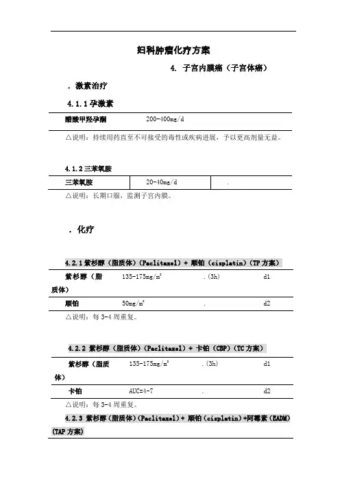 子宫内膜癌化疗方案