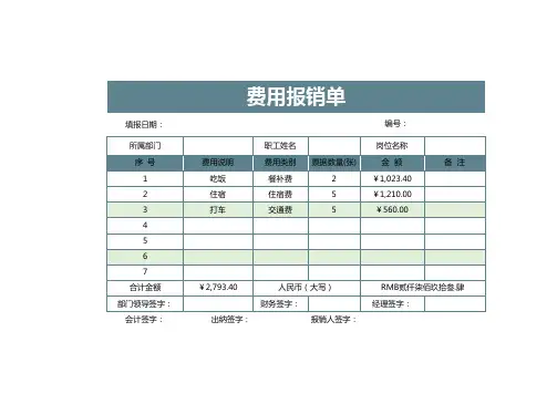 费用报销单表格