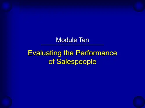 Evaluating the Performance of Salespeople