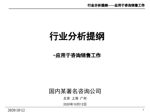 针对销售环节的行业分析模板(国内某著名咨询公司)