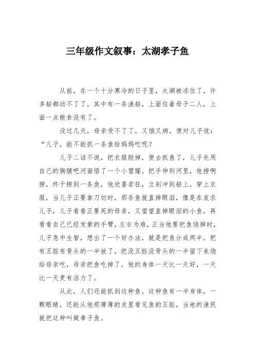 三年级作文叙事：太湖孝子鱼