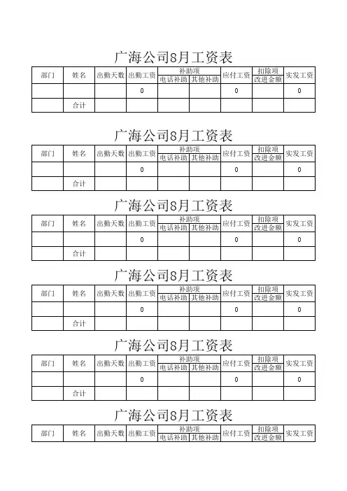 工资表模板