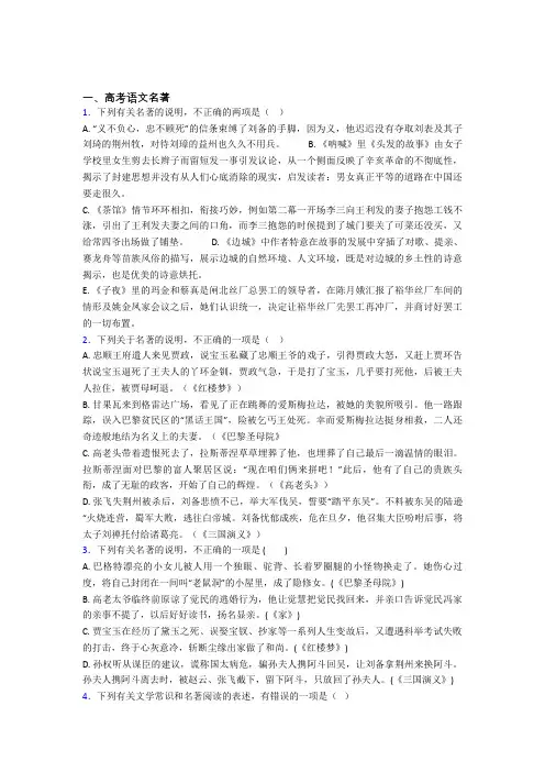 高中语文高考语文名著专题复习含解析