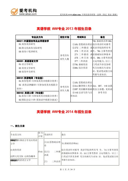2015对外经济贸易大学英语语言文学考研 招生人数 参考书 报录比 复试分数线 考研真题 考研经验 招生简章