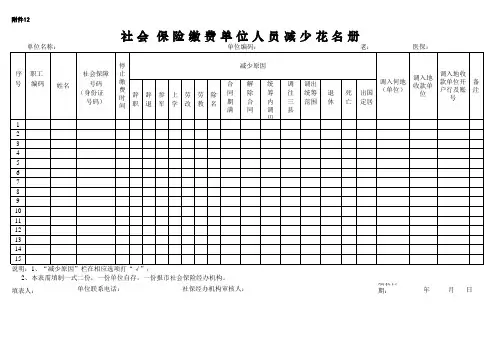 职工社保减少花名册