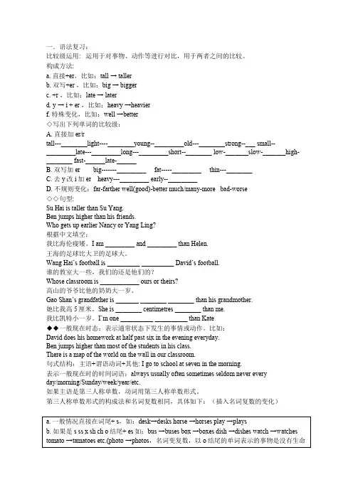 小升初英语语法和句型复习