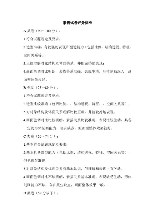 素描试卷评分标准