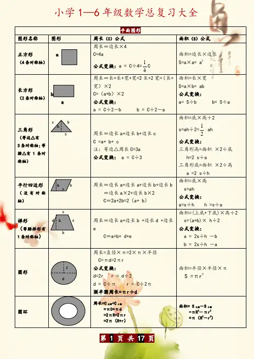 部编版小学数学总复习资料