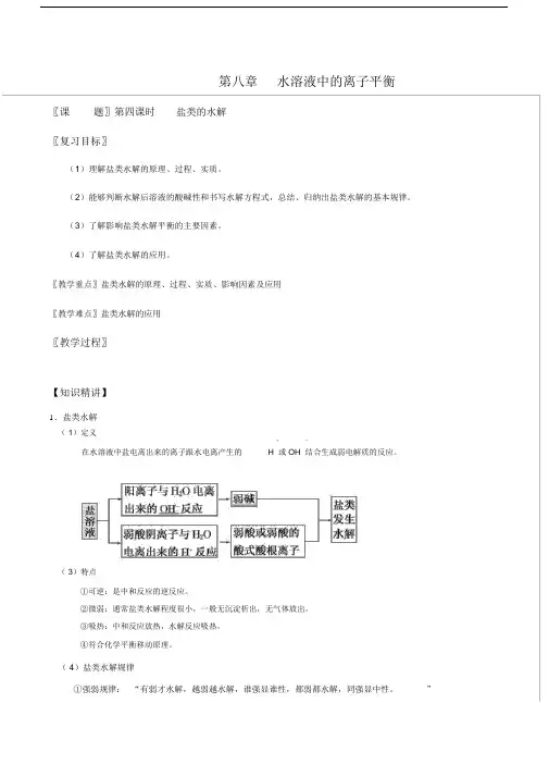盐类的水解(教学设计)-2017届高三化学一轮复习.docx