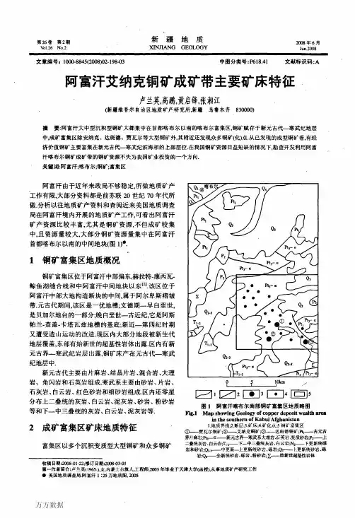 富汗艾纳克铜矿成矿带主要矿床特征
