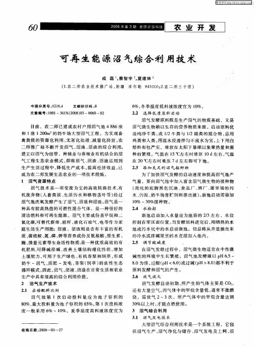 可再生能源沼气综合利用技术