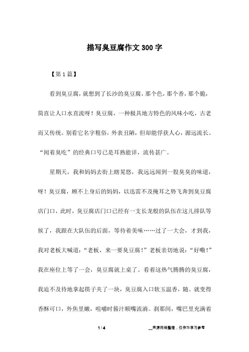 描写臭豆腐作文300字