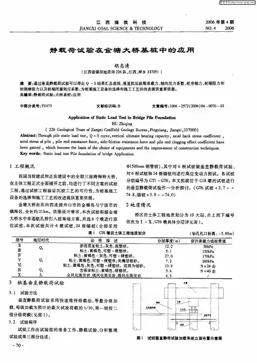静载荷试验在金塘大桥基桩中的应用
