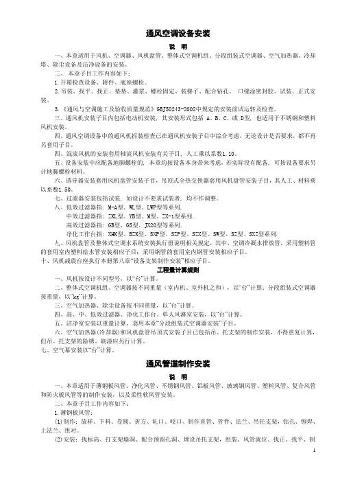 通风空调设备安装