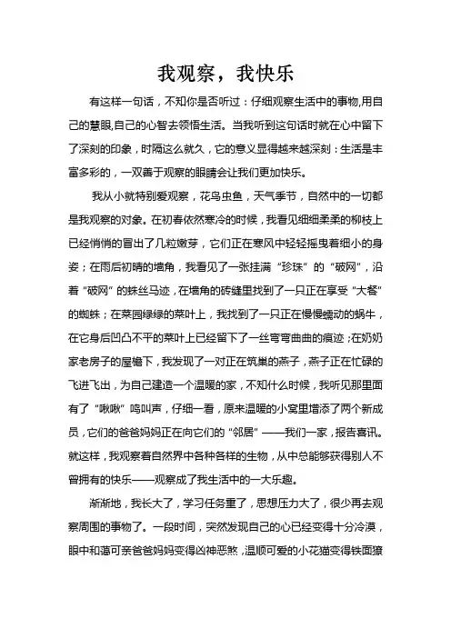 我观察,我快乐