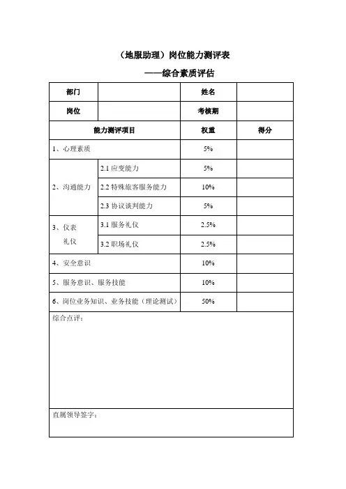 岗位能力测评表
