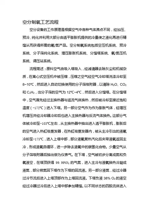 空分制氧工艺流程 2