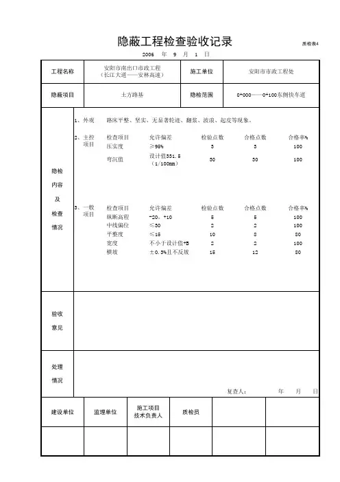 隐蔽工程检查验收记录 3