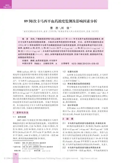 89例次血药浓度监测及影响因素分析