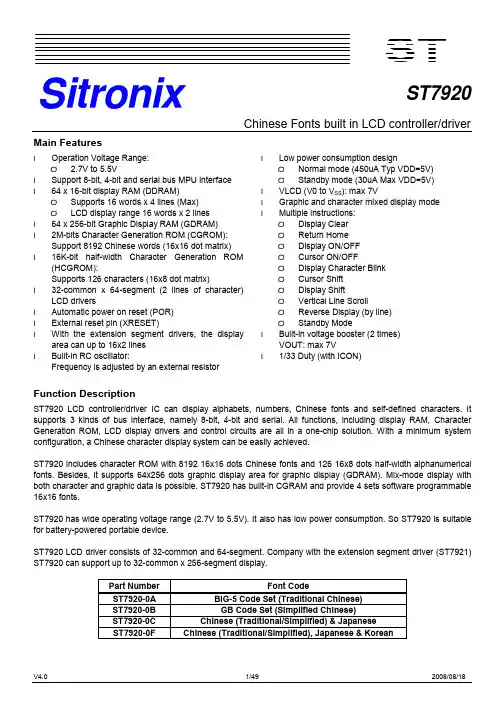 ST7920 datasheet
