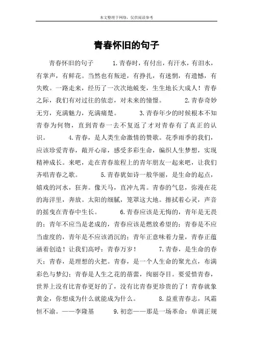 青春怀旧的句子