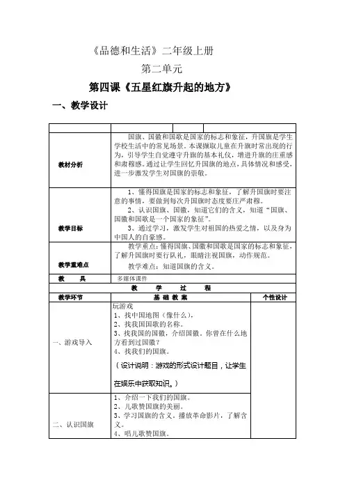 教案：《五星红旗升起的地方》