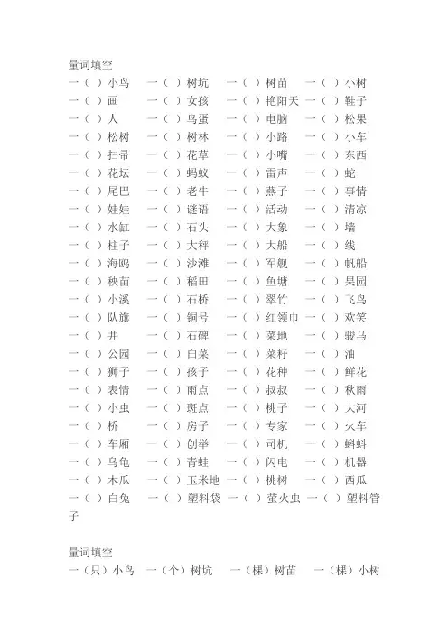 二年级量词填空附答案