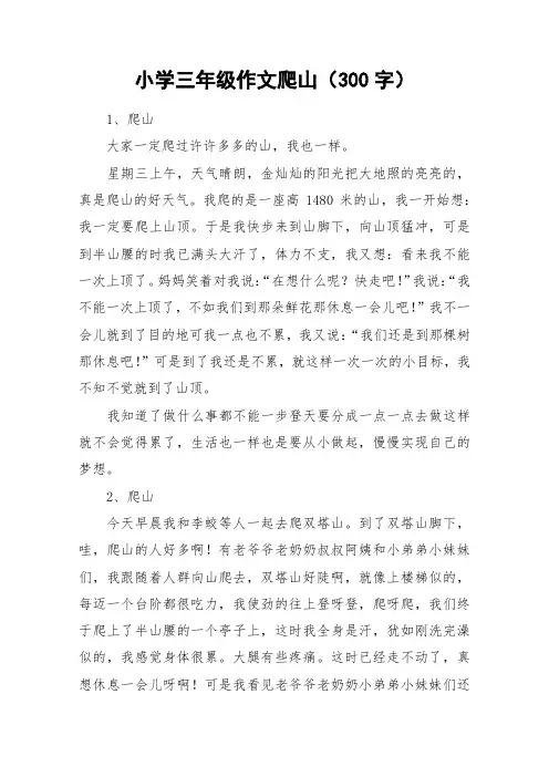 小学三年级作文爬山(300字)_作文