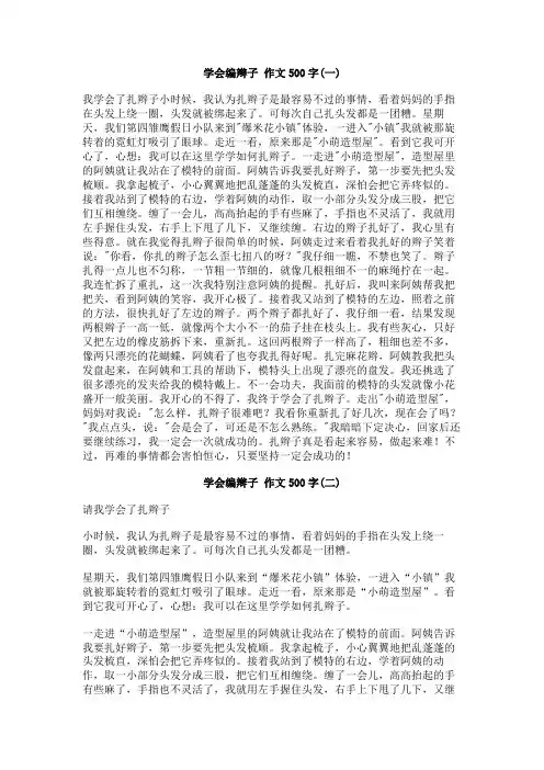 学会编辫子_作文500字